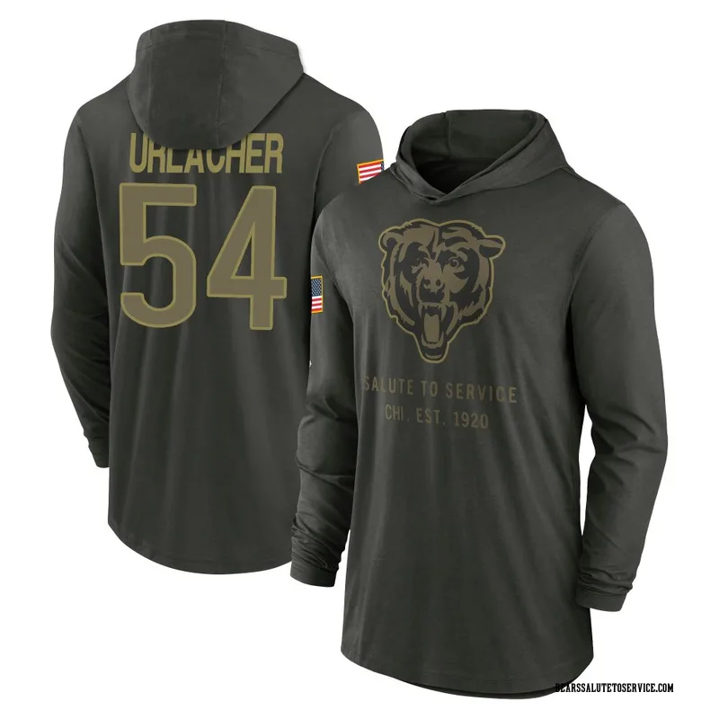 Men's Brian Urlacher Chicago Bears Green Forest/ 2025 Salute to Service Sideline Lightweight Hooded Pullover Long Sleeve T-Shirt
