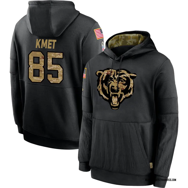 Men's Cole Kmet Chicago Bears Black 2020 Salute to Service Sideline Performance Pullover Hoodie