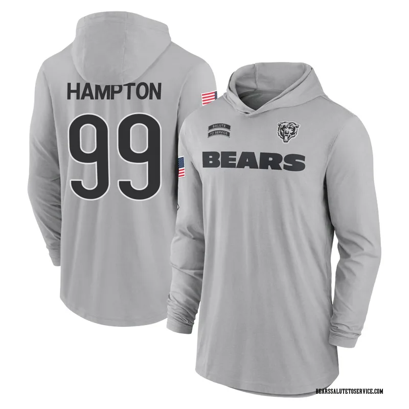 Men's Dan Hampton Chicago Bears Gray 2024 Salute to Service Lightweight Performance Long Sleeve Hooded T-Shirt