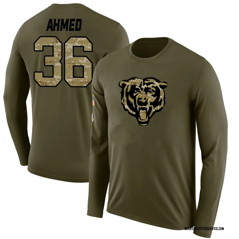 Men's Salvon Ahmed Chicago Bears Legend Olive Salute to Service Sideline Long Sleeve T-Shirt