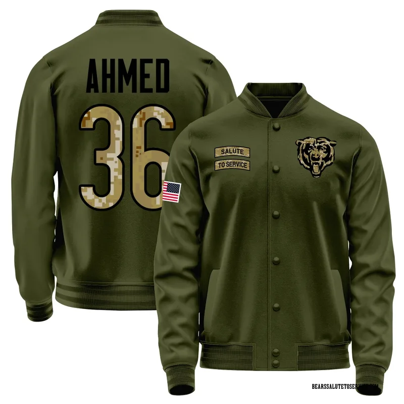 Men's Salvon Ahmed Chicago Bears Olive Salute to Service Sideline Performance Jacket