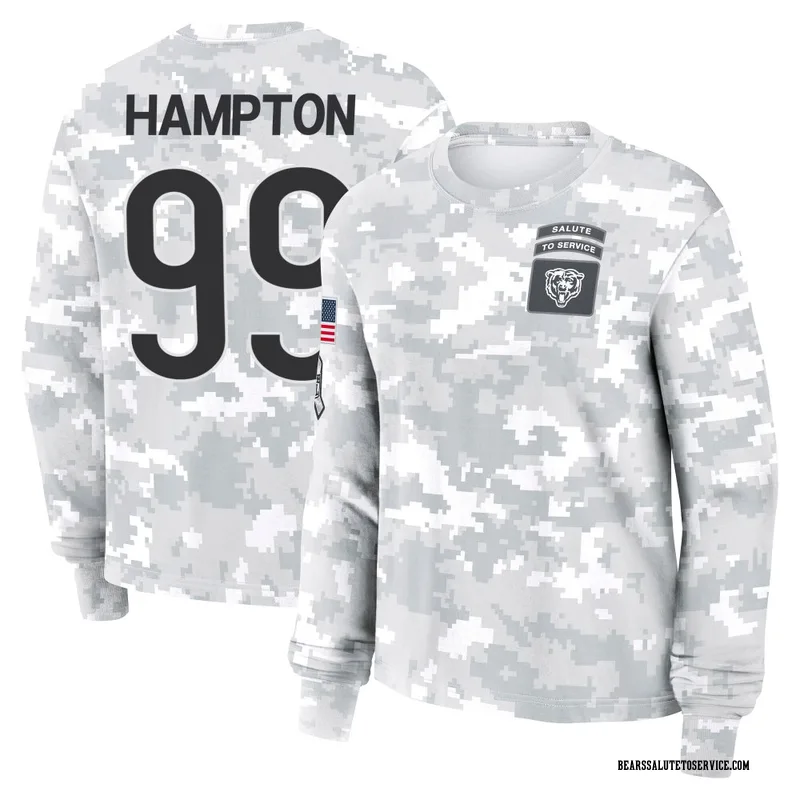 Women's Dan Hampton Chicago Bears Camo Arctic 2024 Salute to Service Long Sleeve T-Shirt
