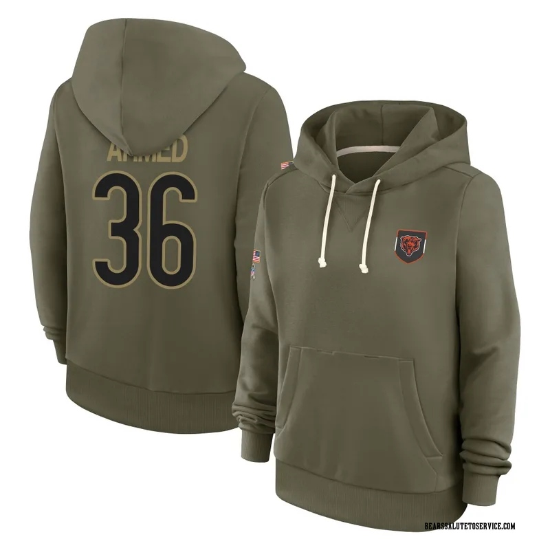 Women's Salvon Ahmed Chicago Bears Olive 2025 Salute to Service Hoodie