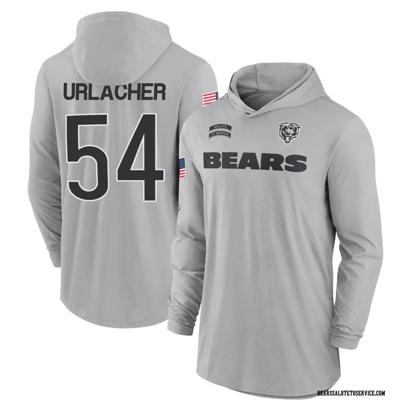 Youth Brian Urlacher Chicago Bears Gray 2024 Salute to Service Lightweight Performance Long Sleeve Hooded T-Shirt