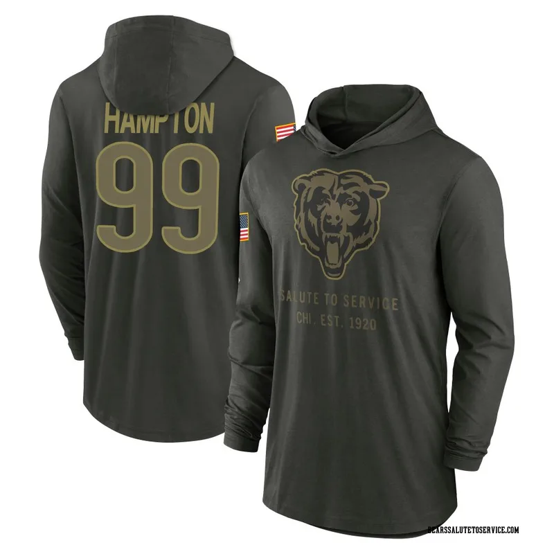 Youth Dan Hampton Chicago Bears Green Forest/ 2025 Salute to Service Sideline Lightweight Hooded Pullover Long Sleeve T-Shirt